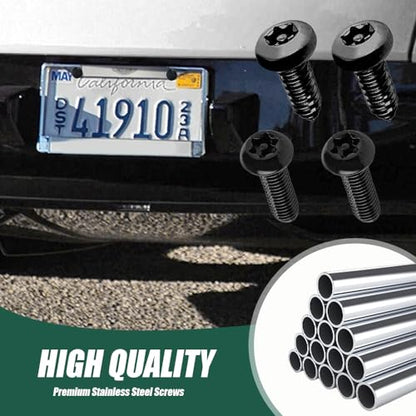 Anti Theft License Plate Screws Kits, Tamper Resistant Licence Plate Kit, 1/4"(M6) Security Screws, Rust Proof Stainless Steel Bolts Fasteners Kit for Front Rear Frame Holder Mounting - color: Black2