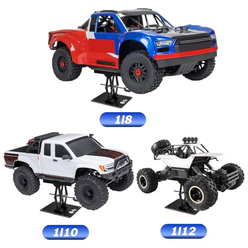 RC Car Work Stand w/Screw Tray for 1/8 1/10 1/12 Scale RC Cars, All Black | Lift Lower Adjustable Aluminum RC Car Stand with Screw Tray RC Tool Set for RC Crawler Truck Traxxas Slash TRX4 Axial SCX10 - color: All Black