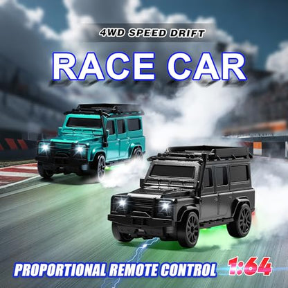 1/64 Scale Desktop Drift RC Car,Mini RC Sports Car 2.4Ghz with Gyro Mini Drift Racing Remote Contrl Cars Model Toys Hobby Gift for Adults and Kid Children's (SUV-Black) - color: Suv-black