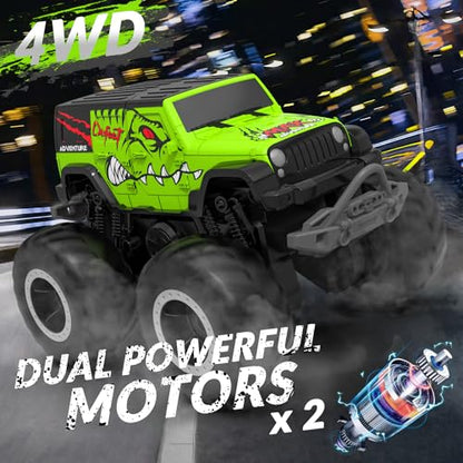 STEMTRON Amphibious Remote Control Car, 1:20 Monster Truck Toys | 2.4 GHz Waterproof RC Trucks, 4WD All Terrain Off-Road Pickup,Remote Control Boat Gifts for Kids Boys Girls - color: Green Suv, size: 1:20 Scale