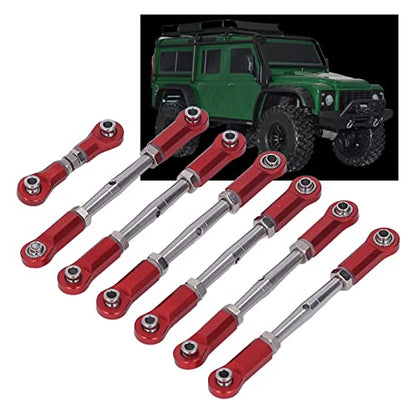 7PCS Adjustable Links Set for Slash Rustler - RC Accessories - 1/10 RC Car Adjustable Steering Linkage Kit with 87-103mm Links (Red) - color: Red