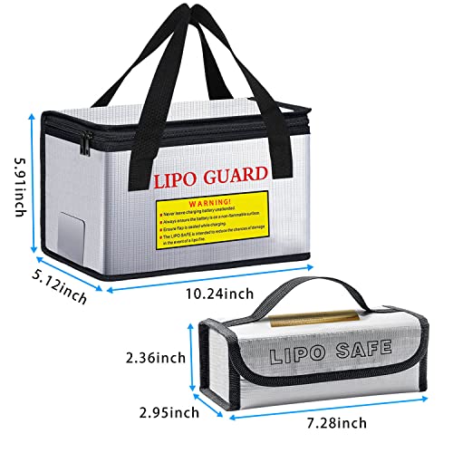 260 * 130 * 150mm +185 * 75 * 60mm Lipo Battery Safe Bag Fireproof Explosionproof for Lipo Battery Storage and Charging Home Office Travel Fireproof Safe Storage Pouch - size: 260*130*150&185*75*60mm