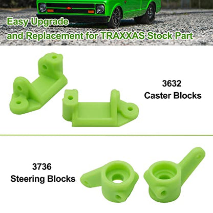OG RC Plastic Caster/Steering Block Rear Stub Axle Carriers for Slash 2WD | L&R Wheel Steering Kit for 1/10 Traxxas Slash Stampede Rustler 2WD #3632 #3736 #3752 - color: Green