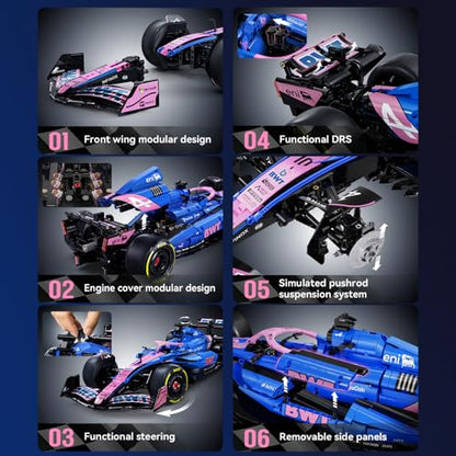CaDA C64012W BWT Alpine F1 Team A525 2025 Formula One Race Car Building Kit, 2173PCS Large 1:8 Scale Collectible Model,Full Detailed Mechanical Functions, Building Set for Teens Adults