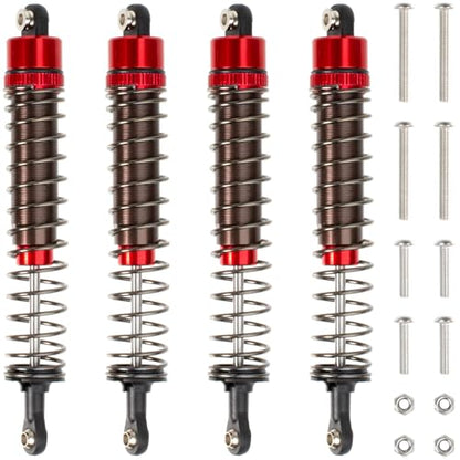 1/10 RC Crawler Shocks 110mm Aluminum Oil Filled Absorbers Adjustable Damper Set for Axial SCX10 TRX-4 TRX-6 D90 Tamiya Bullhead Super ClodBuster Truck Car Upgrades Parts (Red) - color: Red
