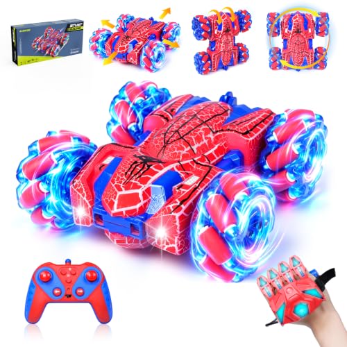 Spider Gesture Sensing Remote Control Car, 2.4GHz Hand Controlled RC Cars with full-Body Light, Double Sided 360° Rotating Rechargeable RC Stunt Car Birthday Gift Toys for Boys 4 5 6 7 8 9 10 11 12