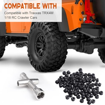 Hobbypark 100pcs Wheel M2.5 Lock Nuts with Wheel Wrench for 1/18 TRX4M Replacement Parts