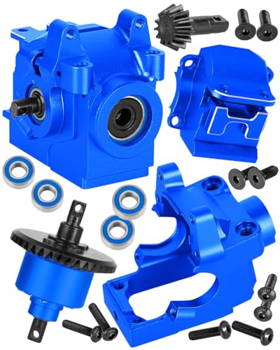 RC Aluminum Transmission Gearbox Case & 37T Diff Gear Upgrades Part for 1/10 Slash/Rustler/Stampede/Jato 4X4 4WD VXL/XO-1,Replace #6880#6881,Navy Blue - color: Navy Blue-(rc Upgrades Part）