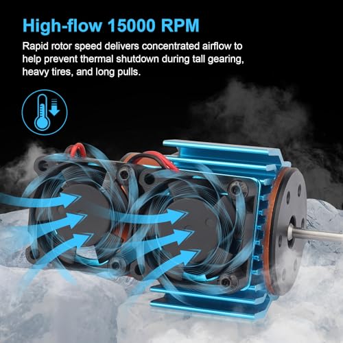 RC Motor Heatsink with Dual Fan for Traxxas Velineon Motor & VXL‑3s ESC 15,000 RPM High‑Flow, Aluminum Bracket