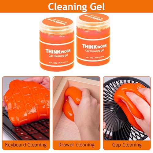 THINKWORK Windshield Cleaner Tool, Car Detailing Kit Interior, Car Cleaning Kit Interior and Exterior Detail Brush, Auto Supplies & Accessories for Men Women | 180 Degree Rotating Head, Extendable Handle, 3 Washable Pads, Streak Free Cleaning for Windows