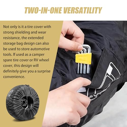 1 PC Car Tire Protector, 31.49" 210T Oxford Cloth Sun Dustproof 19"-23" Spare Tire Storage Bag with Handle, Four Seasons Universal Portable Anti-Scratch Accessories for Cars (Black #L) - size: 1 PC #L