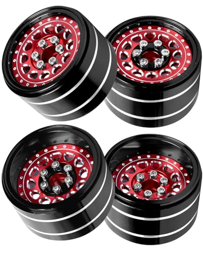 RC 2.2 Beadlock Wheels Adjustable 4 Offsets Rims for 1/10 RC Crawler Car SCX10 SCX10 II 90046 SCX10 III AXI03007 SCX10 Pro TRX4 TRX6 D90 Gen7/8 VS4-10 MST CFX,Red - color: Red (2.2 Beadlock Wheels Rims)