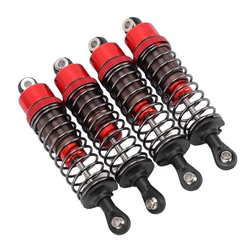 4 PCS Aluminum Alloy RC Shock Absorbers with Hydraulic Oil Damping System for 1/10 Scale RC Cars Off Road Buggy (Red) - color: Red