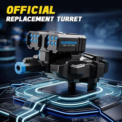 RC Tank Launcher Module Replacement for Remote Control Stunt Car, Shooting Launcher Head Attachment for Battle Tank Toy Vehicle, Kids RC Toy Accessory Spare Part - color: Blue & Rapid Shooter