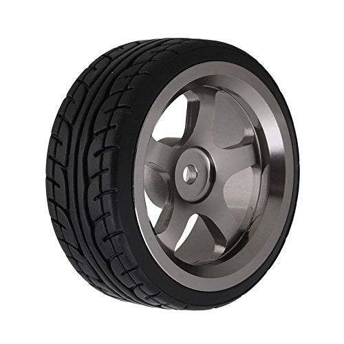 2.44 Inch Diameter Black Plastic Drift Tires & Grey Aluminum Alloy 5 Spoke Wheel Rim for RC 1:10 Car