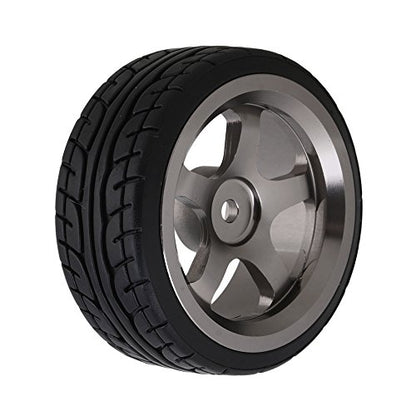 2.44 Inch Diameter Black Plastic Drift Tires & Grey Aluminum Alloy 5 Spoke Wheel Rim for RC 1:10 Car