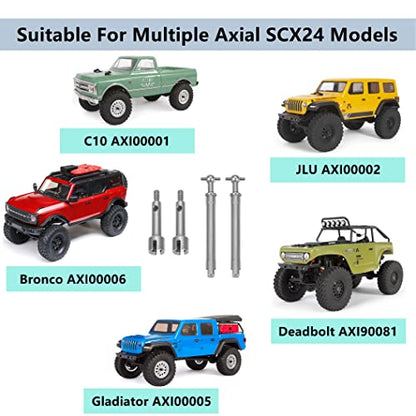 MORLORDY 2Pcs RC Stainless Steel Front Drive Shaft Steering CVD Set for 1/24 RC Crawler Car SCX24 Upgrades AXI90081 AXI00001 AXI00002 Deadbolt C10 JLU Accessories