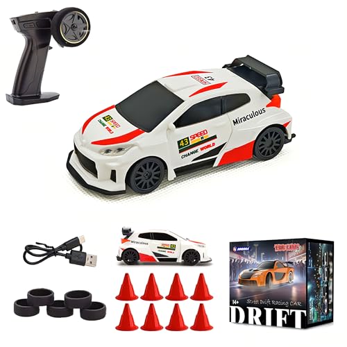1/43 Mini 4WD RC Drift Car, 2.4G Full-Proportional Mini Electric RC Racing Car Model with LED Lights,15 KM/H High Speed Sports Vehicle - color: Rally Car Style 2, size: Standard Version