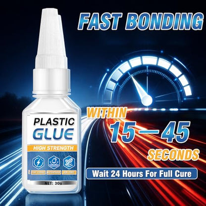 Plastic Glue for Models & Miniatures, Strong Bond, 60g Total (2×30g) | Fast-Setting CA Adhesive with 6 Precision Tips, Strong Model Glue for PLA, ABS, PVC, Acrylic and 3D Print Repairs