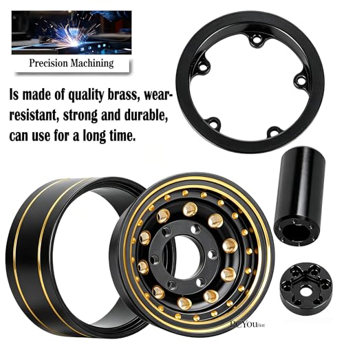 RC RC 1.0" Full Brass Beadlock Wheels Rims Set for 1/18 Trx4m 1/24 SCX24 RC Crawler Car,1.0 Beadlock Wheel Rims