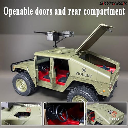 RC Hummer 4WD RTR Military RC Crawler with Winch for Adults | C8835 Oliver Green with Machine Gun - color: C8835-green