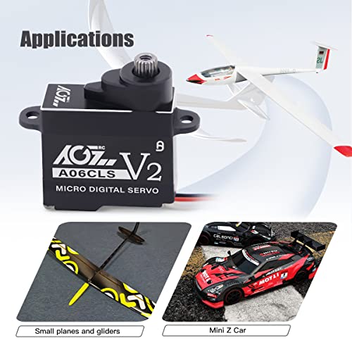AGFRC 3KG HV RC Micro Servo for Mini-Z Cars (A06CLS V2 Black) | 6g Ultra-Light, 0.052s High Speed, Programmable, Digital Coreless Motor, Full Metal Gear, Ideal for 1/28 RC Cars - style: A06CLS V2 Black