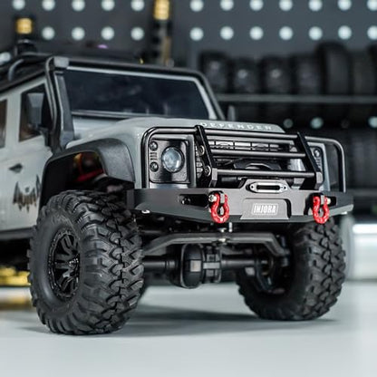 INJORA 37g Front Bumper - CNC Aluminum Bumper with Light for 1/18 RC Crawler TRX4M Defender Upgrade - size: Front