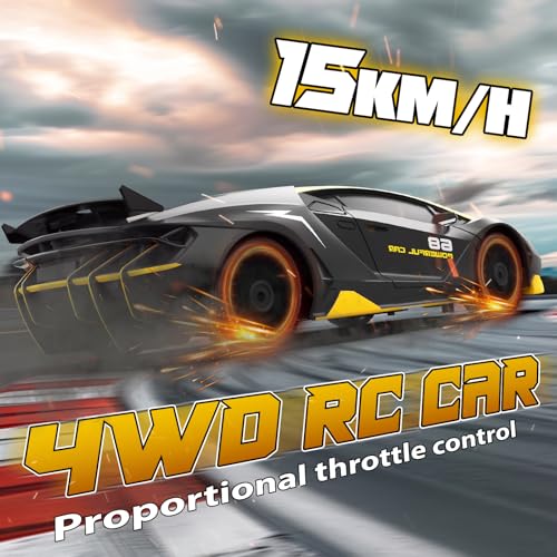 RC Drift Car Remote Control Car 2.4GHz 1/24 4WD 15KM/H High Speed Racing Sport with LED Lights Drifting Tire Toy for Adults Boys Girls Kids Gift - color: Black