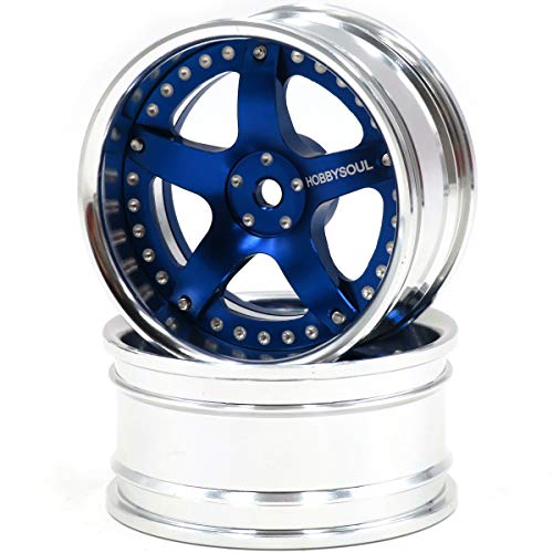 2pcs RC 1/10 Aluminum Wheel Rims Hex 12mm Adjustable Offset Silver & Blue Color Fit 1:10 RC On Road Drift Touring Car Tires - color: Silver & Blue