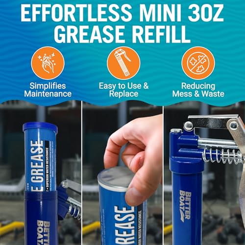 3PK Mini Marine Grease Tube, 3 Oz Cartridge, Waterproof High Temp Wheel Bearing Lubricant, NLGI 2, for Boat Trailer Bearings and Grease Guns, 3-Pack - size: 3PK Mini 3oz