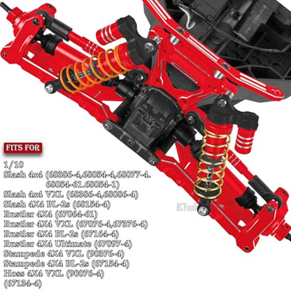RC Upgrades Part for 1/10 Slash/Rustler/Stampede/Hoss 4x4 4WD VXL,Arm/Shocks/Caster Block,Steering Blocks,Stub Axle Carriers,Steering Bellcranks/Drive Shaft,Shock Tower/Links,Red - color: Red-(for 1/10）