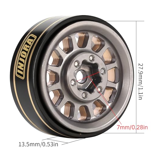 INJORA 42g 1.0 Plus Brass -3.75mm Offset Wheel for 1/24 1/18 RC (Grey) - color: Grey