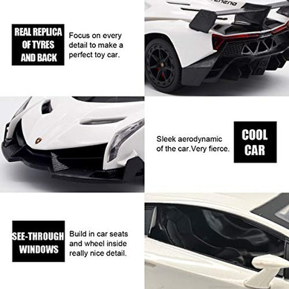 Remote Control Car Lamborghini Licensed 1:24 RC Car 2.4G,White | Veneno Officially Licensed LED Lights Toy RC Cars Model Vehicle for Boys 6,7,8 Years Old - color: White