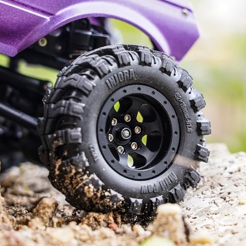 INJORA 1.0 Aluminium Beadlock Wheel for TRX4M 1/24 1/18 RC Crawler（Black） - color: Black