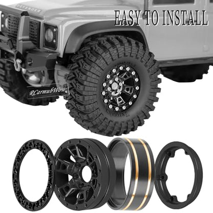 RC 1.3 Beadlock Wheels Single & Dually for 1/18 TRX4M Ascent-18,1/24 SCX24 FCX24 RC Crawler Car,Aluminium & Brass 1.3 Beadlock Rims,4pcs,Black w/Black - color: Black(4pcs)