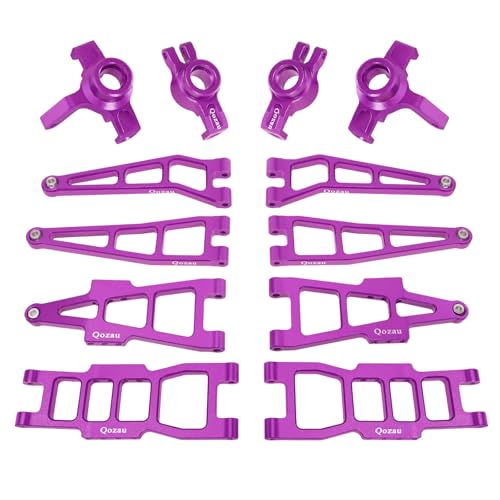 Aluminum Front Rear Suspension Arms Front Steering Knuckles Rear Hubs Kit for Haiboxing 1/12 RC Truck 903 903A 905 Upgrade Parts (Purple) - color: Purple