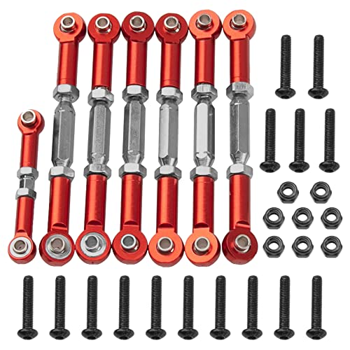 7PCS ShareGoo Adjustable Turnbuckles Camber Links Steering Linkage Rod Ends Sets Compatible with Traxxas Slash 4X4 / 2WD 1/10 RC Car Upgrade Parts (Red) - color: Red