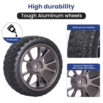 GoHooby 2.55in Rubber Tires&12mm Hex Wheel Rims Pre-Mounted Set, Compatible with Traxxas Tamiya 1/10 RC On-Road Touring Car (Color 1) - color: Color 1