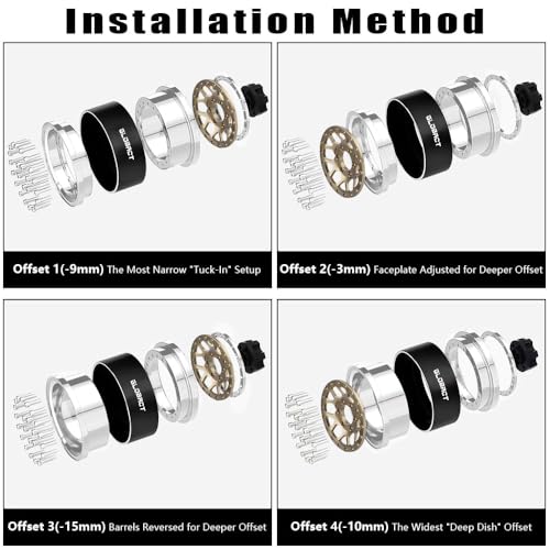 GLOBACT 1.9 Beadlock Wheel Rims for TRX4 TRX6 Axial SCX10 Redcat GEN7, BR | Aluminum RC Wheel Hub, Adjustable 4 Offsets, 1/10 RC Crawler Upgrade - color: Bronze