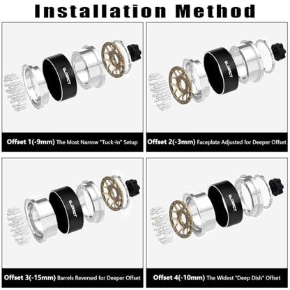 GLOBACT 1.9 Beadlock Wheel Rims for TRX4 TRX6 Axial SCX10 Redcat GEN7, BR | Aluminum RC Wheel Hub, Adjustable 4 Offsets, 1/10 RC Crawler Upgrade - color: Bronze