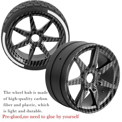 RC Tires Highway Tires Wheels for 1/8 Typhon 6s BLX / 1/7 Infraction 6S BLX,Limitless,Rc Highway Tires Wheels,Carbon Surface Truck Tires,RC Wheels and Tires(4PCS) - color: Black Carbon Fibre( 4pcs)