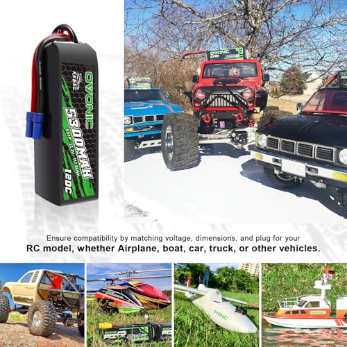 OVONIC 22.2V 120C 5300mAh 6S Lipo Battery with EC5 Plug for RC Car Boat Truck Helicopter Airplane Racing Models