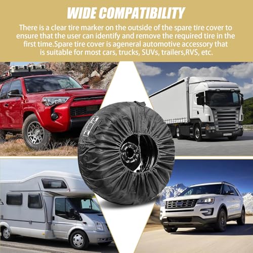 1 PC Car Tire Protector, 31.49" 210T Oxford Cloth Sun Dustproof 19"-23" Spare Tire Storage Bag with Handle, Four Seasons Universal Portable Anti-Scratch Accessories for Cars (Black #L) - size: 1 PC #L