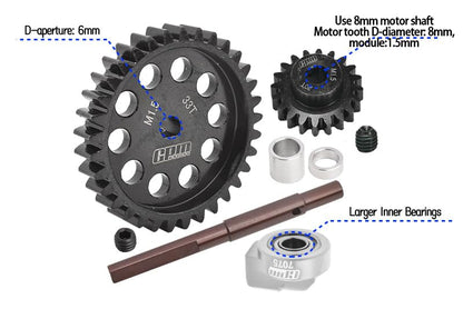 GPM Upgrade Parts for 1:5 Traxxas X Maxx 6S X Maxx 8S XRT 8S Monster Truck 40Cr Carbon Steel M1.5 Spur Gear 33T + Motor Gear 20T