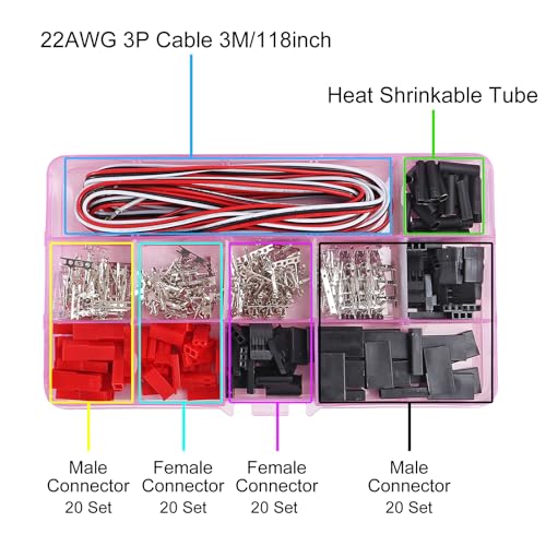 RC Servo Connector Kits Male Female Servo Plug Crimp Pin Cable Kit Model Receiver Battery ESC Connection for JST SYP Futaba Servo Wires RC Tool Set - color: Red