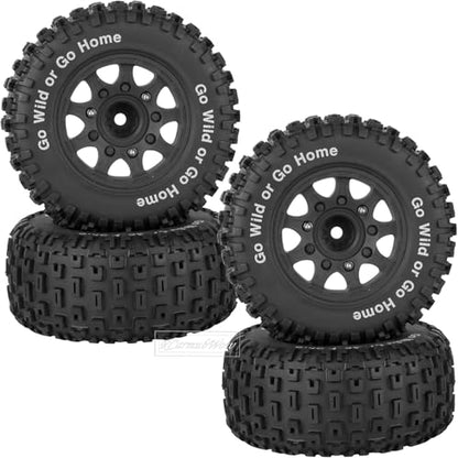 RC Wheels and Tires w/12mm 14mm 17mm Hex Short Course Tire for 1/10 Scale Car Arrm a Senton,Axia1,Slash 2WD Slash 4×4 4WD,Red cat,Rc 4wd,1/10 Truck Tires Rubber Tyres Plastic Wheel,Black - color: Black(4pcs)