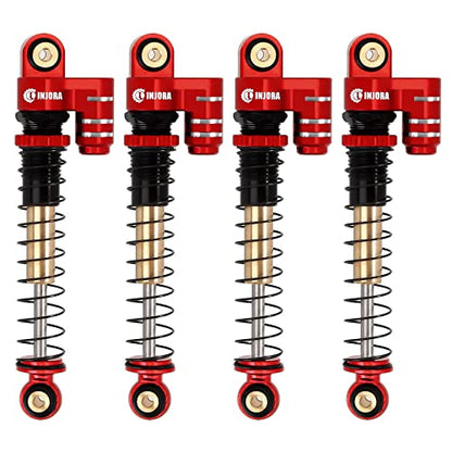 INJORA 43mm Aluminum Threaded Double Barrel Shocks for Axial SCX24 (Red) - color: Red
