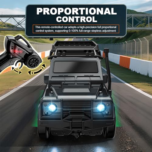 1:64 Scale Mini RC Drift Car with Gyro Full Proportional RTR 2.4Ghz Remote Control with RGB Lights (07-Black) - style: 07-Black