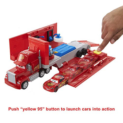 Mattel Disney and Pixar Cars Transforming Mack Playset | 2-in-1 Toy Truck & Tune-Up Station with Launcher, Lift & More, Movie-Inspired Graphics