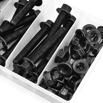 Hex Flange Bolts and Nuts Kit, Alloy Steel Grade 10.9, M8 x 1.25, 20mm 30mm 40mm 50mm, Black Oxide, 56 Pieces - color: 56PCS M8 Bolts and Nuts Kit